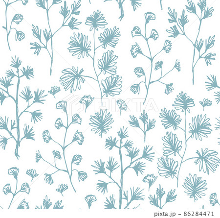 Tender pattern with sketch botanical elements 86284471