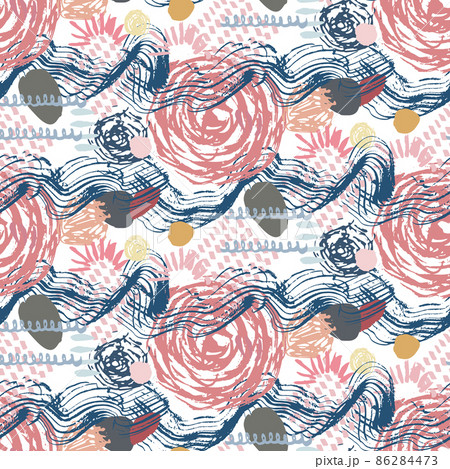 Textured pattern with hand drawn sketchy shapes 86284473