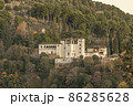 Panoramic view of the Generalife palace villa built by the Nasrid kings next to the Alhambra on the hill of the Sun. Granada. Andalusia. Spain. 86285628