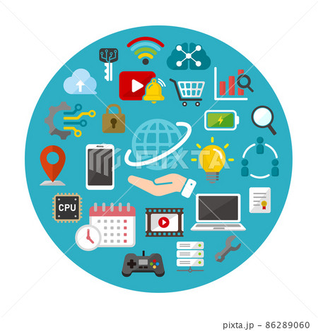 IT・ハイテク関連 アイコン 円形ベクターイラスト 86289060