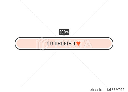 completedの文字とハートのマーク入りプログレスバー - 達成・恋愛のイメージ素材 completedの文字とハートのマーク入りプログレスバー - 達成・恋愛のイメージ素材 86289765