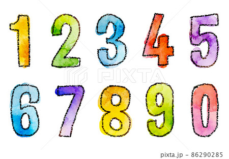ベクターの水彩タッチの数字（ゴシック体） 86290285