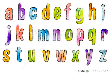 水彩タッチのアルファベット 小文字 ベクターのイラスト素材