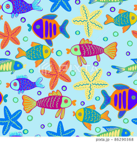 Sea life cute doodle abstract children pattern Sea life cute doodle abstract children pattern 86290368
