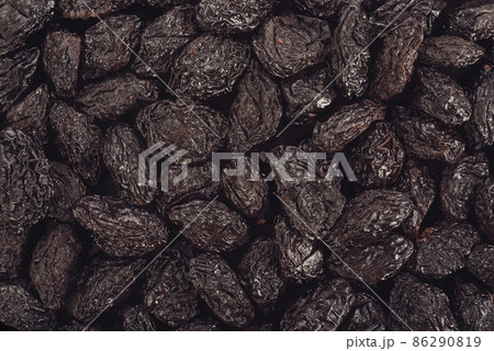 Dry fruit prunes top view for background. 86290819