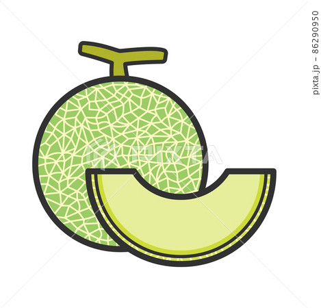 果物イラスト メロン一玉とカットしたメロンのイラスト素材 果物イラスト メロン一玉とカットしたメロンのイラスト素材