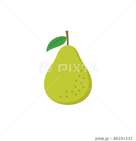 果物イラスト 葉っぱ付きの洋梨のイラスト素材