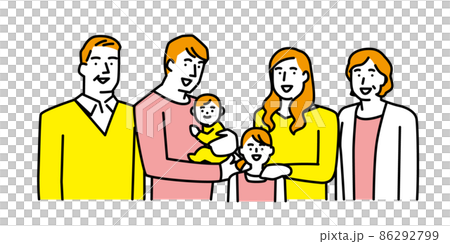 一家三口相聚，面帶微笑 86292799