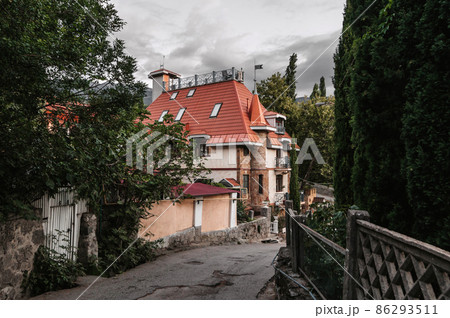 Beautiful modern house in style of medieval castle in Gurzuf in the Crimea 86293511