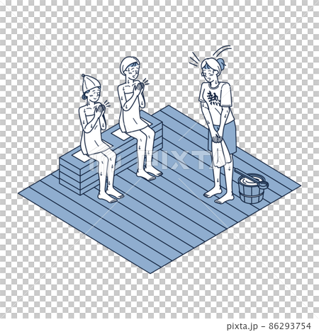 Isometric illustration of a female customer applauding a female heat wave teacher 86293754