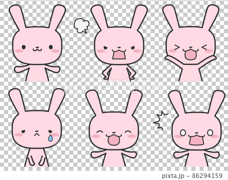 いろいろな表情の上半身のウサギさんセット 86294159