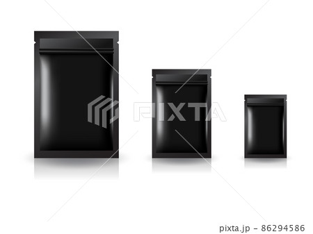 Blank black standing flat ziplock bag (3 sizes) for food or healthy product. Blank black standing flat ziplock bag (3 sizes) for food or healthy product. 86294586