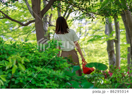 公園を散歩している女性　20代 86295014