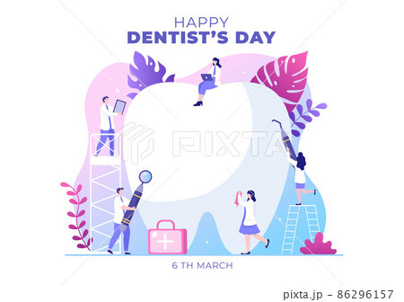 World Dentist Day with Tooth and Dentistry to Prevent Cavities and Healthcare in Flat Cartoon Background Illustration Suitable for Poster or Banner World Dentist Day with Tooth and Dentistry to Prevent Cavities and Healthcare in Flat Cartoon Background Illustration Suitable for Poster or Banner 86296157