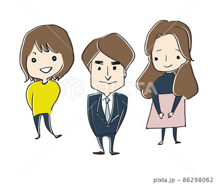 男性社員と女性従業員のイラスト素材 社会人 スタッフ ビジネスマン 学生 お客様のイラスト素材