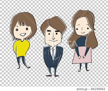 男女員工/社會成員、員工、商人、學生、客戶的插圖素材 86298062