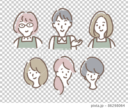 Illustration material of the staff who wore an apron and the customer 86298064
