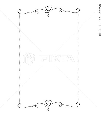 Calligraphy rectangular vector ornamental frame with heart. Valentine Day decorative ornament for decoration, design of wedding invitation, love romantic greeting card 86299956