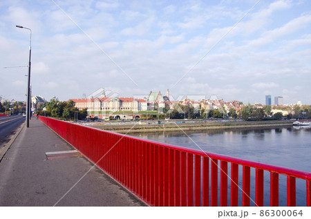 morning Warsaw panorama and bridge 86300064