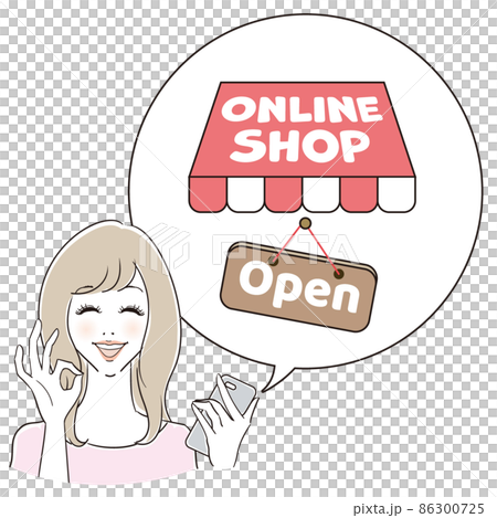 Young woman using an online shop 86300725