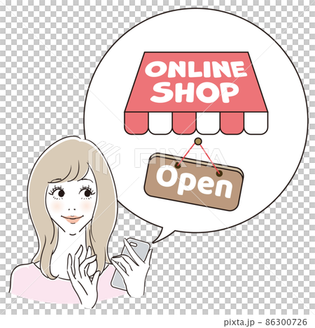 Young woman using an online shop Young woman using an online shop 86300726