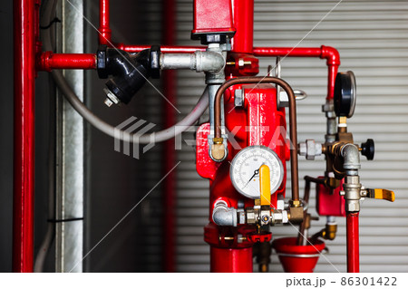 Colorful pipelines and pressure meters in the industrial. Colorful pipelines and pressure meters in the industrial. 86301422