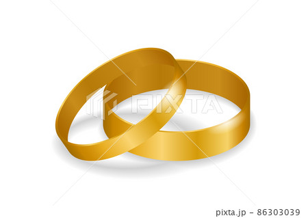 Gold wedding rings vector illustration. Jewelry glow ring, romance and love symbol 86303039