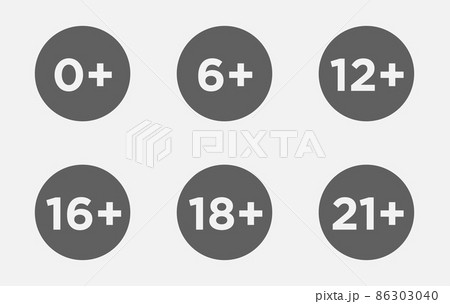 Set marks age limit sing restriction. Vector icons for children censoring content. 86303040