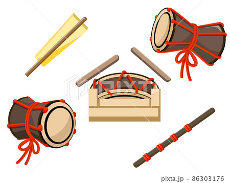 五人囃子　楽器セット　 ひな祭りアイコン/ ひな祭り素材/ベクター 86303176