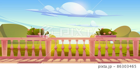 House terrace, balcony with marble balustrade 86303465