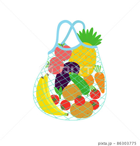 fruit and vegetables in eco bag, vector illustration 86303775