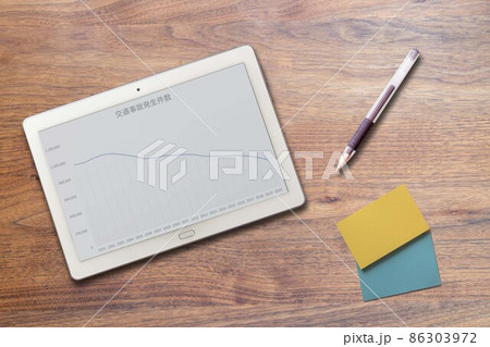 交通事故発生件数推移グラフ(タブレット 筆記用具) 交通事故発生件数推移グラフ(タブレット 筆記用具) 86303972