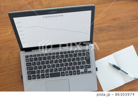 交通事故発生件数推移グラフ(パソコン 筆記用具) 交通事故発生件数推移グラフ(パソコン 筆記用具) 86303974