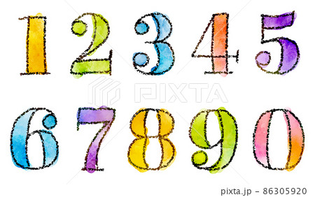 ベクターの水彩タッチの数字（明朝体）のイラスト素材 [86305920] - PIXTA
