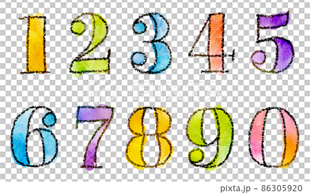 矢量水彩觸摸數字（Mincho 風格） 86305920
