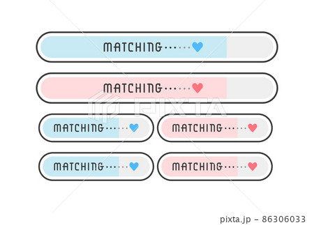 matchingの文字入りプログレスバーのセット - 恋愛・婚活・マッチングアプリのイメージ素材 86306033
