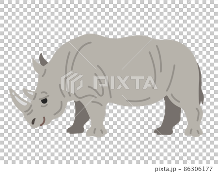 從側面看到的犀牛插圖 86306177