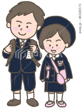 入学式と入園式の兄妹 86306573