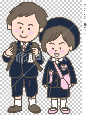 入学式と入園式の兄妹 86306573