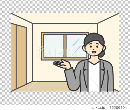 内見で説明している営業担当者のイメージイラスト素材 86306594