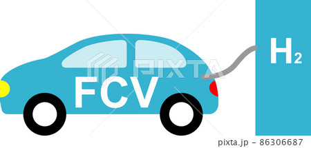 水素ステーションで補給している水素自動車 水素ステーションで補給している水素自動車 86306687
