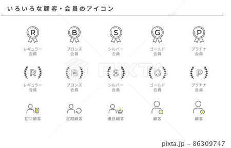 いろいろな顧客・会員のシンプルアイコンセット、ベクター素材 86309747