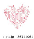 Circuit board heart symbol. 86311061