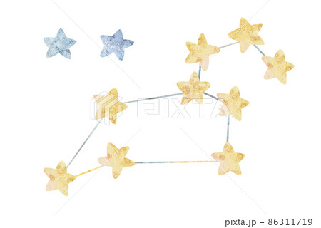 Watercolor constellations leo, Zodiac signs. Hand made illustrations clip art. Fashion design, cards, linens, wall stickers, postcard, cases design, nursery posters. 86311719