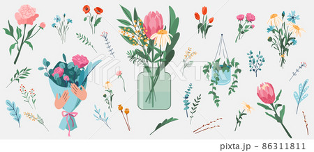 Flower Wild And Garden Floral Element Vector のイラスト素材