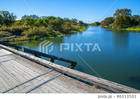 冠水橋 越辺川 八幡橋からのの風景 冠水橋 越辺川 八幡橋からのの風景 86313501