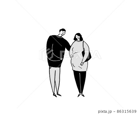 妊娠した女性と寄り添う男性、夫婦、カップル、(横、中央配置) 妊娠した女性と寄り添う男性、夫婦、カップル、(横、中央配置) 86315639