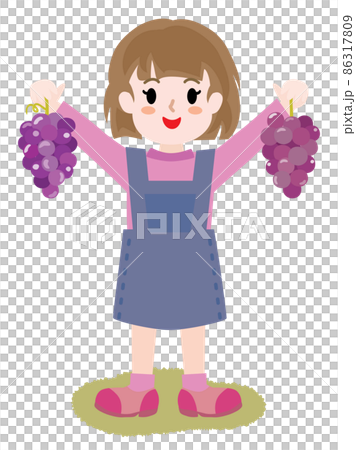 ブドウを両手に持った女の子 86317809