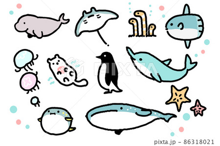 海の生き物のイラストセット 海の生き物のイラストセット 86318021