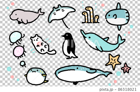 海の生き物のイラストセット 海の生き物のイラストセット 86318021